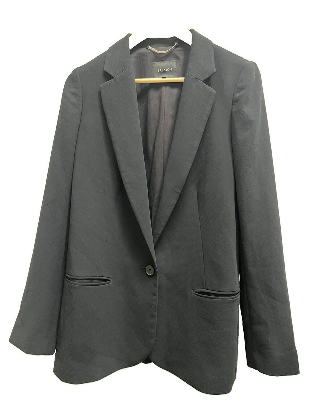 Aritzia Babaton Blazer Womens 6 Black Japanese Fabric Single Button Lined